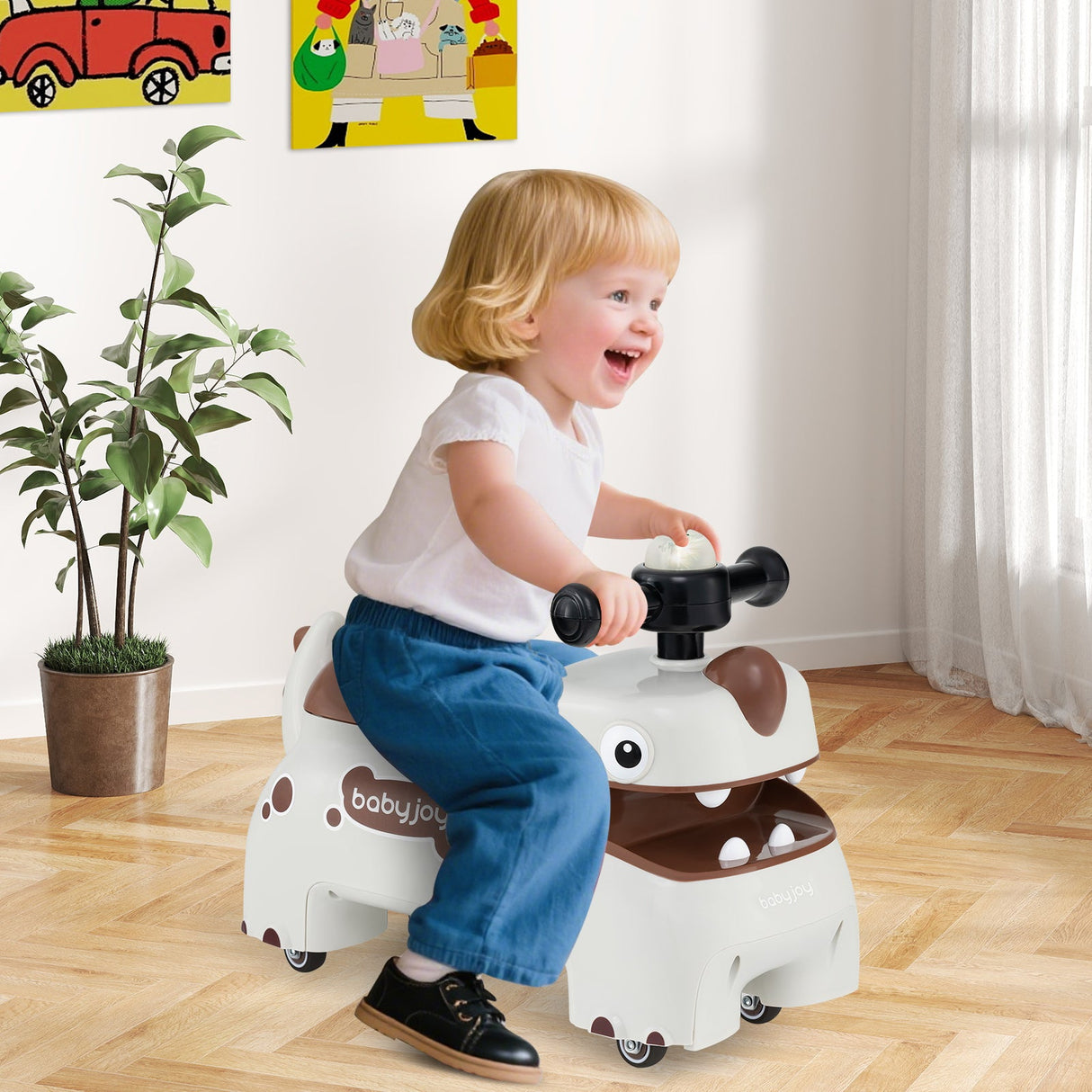 Coche deslizante andador para niños pequeños con luces y música