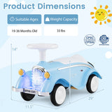 Coche clásico deslizante para niños pequeños con bocina y faro LED