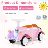 Coche clásico deslizante para niños pequeños con bocina y faro LED