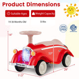 Coche clásico deslizante para niños pequeños con bocina y faro LED