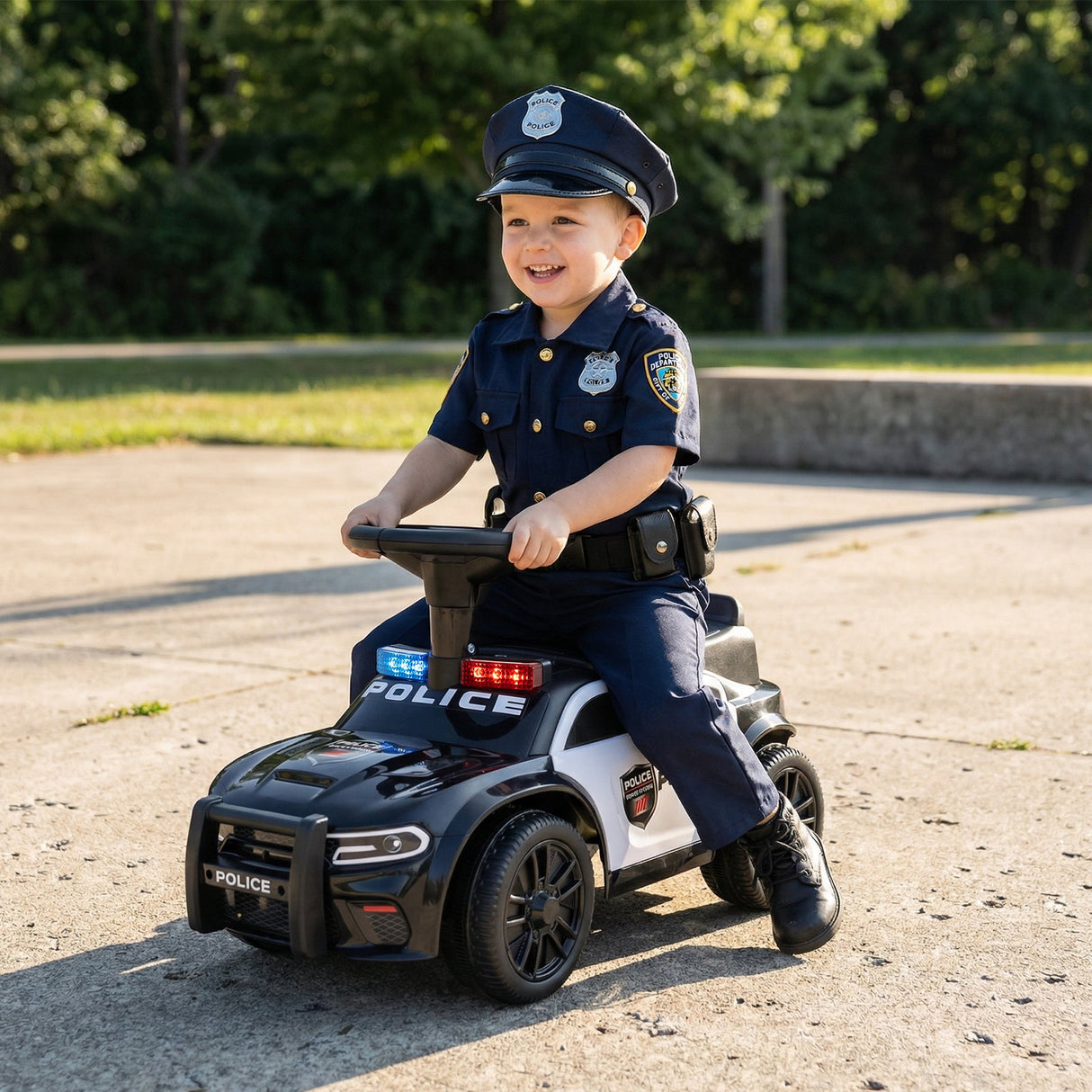 Coche Deslizante para Niños Pequeños con Volante y Almacenamiento Bajo el Asiento Push-Negro