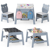 Mesa y 2 Sillas para Niños Pequeños, Set de Escritorio de Arte 5 en 1 con Pizarra y Pizarrón Reversibles