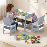 Mesa y 2 Sillas para Niños Pequeños, Set de Escritorio de Arte 5 en 1 con Pizarra y Pizarrón Reversibles