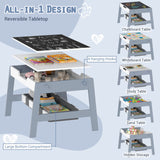 Mesa y 2 Sillas para Niños Pequeños, Set de Escritorio de Arte 5 en 1 con Pizarra y Pizarrón Reversibles