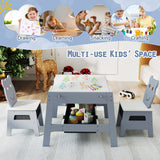 Mesa y 2 Sillas para Niños Pequeños, Set de Escritorio de Arte 5 en 1 con Pizarra y Pizarrón Reversibles