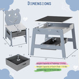 Mesa y 2 Sillas para Niños Pequeños, Set de Escritorio de Arte 5 en 1 con Pizarra y Pizarrón Reversibles