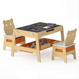 Mesa y 2 Sillas para Niños Pequeños, Set de Escritorio de Arte 5 en 1 con Pizarra y Pizarrón Reversibles