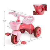Toddler Tricycle with Limited Steering with Front Baskets and Bell