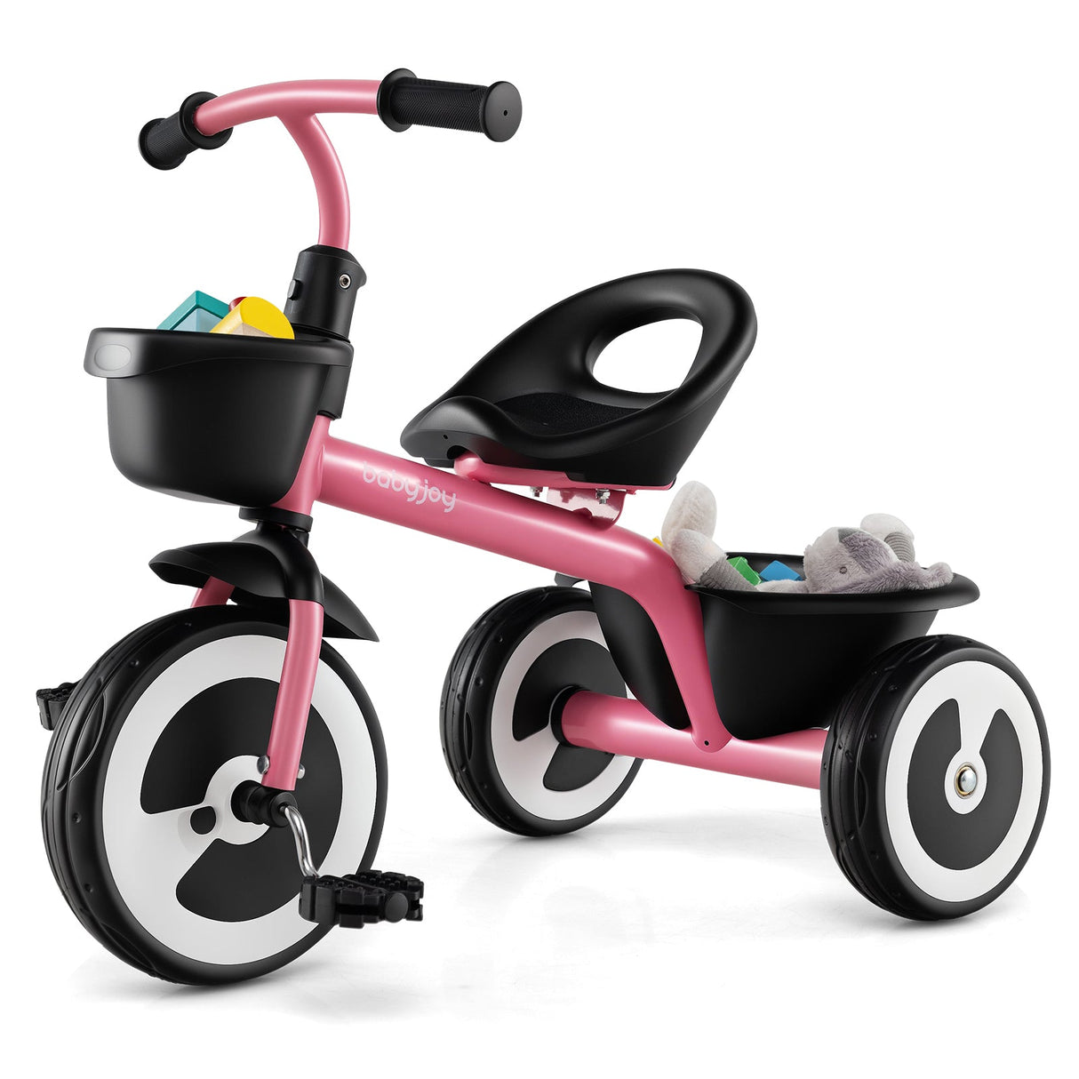 Triciclo para niños pequeños con asiento ajustable y cestas de almacenamiento para edades de 1.5 a 5 años