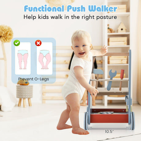 Andador de madera 2 en 1 para bebés con centro de multiactividades
