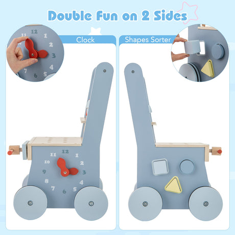 Andador de madera 2 en 1 para bebés con centro de multiactividades