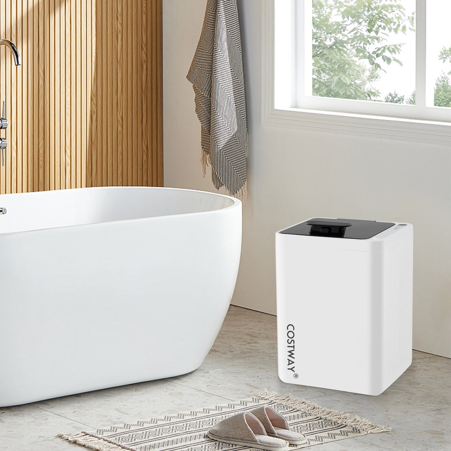 Cubo calentador de toallas grande de 23 l con temporizador y protección contra sobrecalentamiento - Blanco