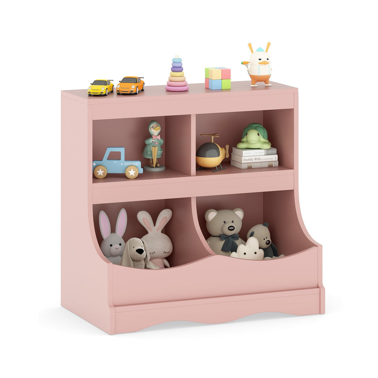 Organizador de almacenamiento de juguetes Estantería infantil de 4 cubículos para juguetes y libros