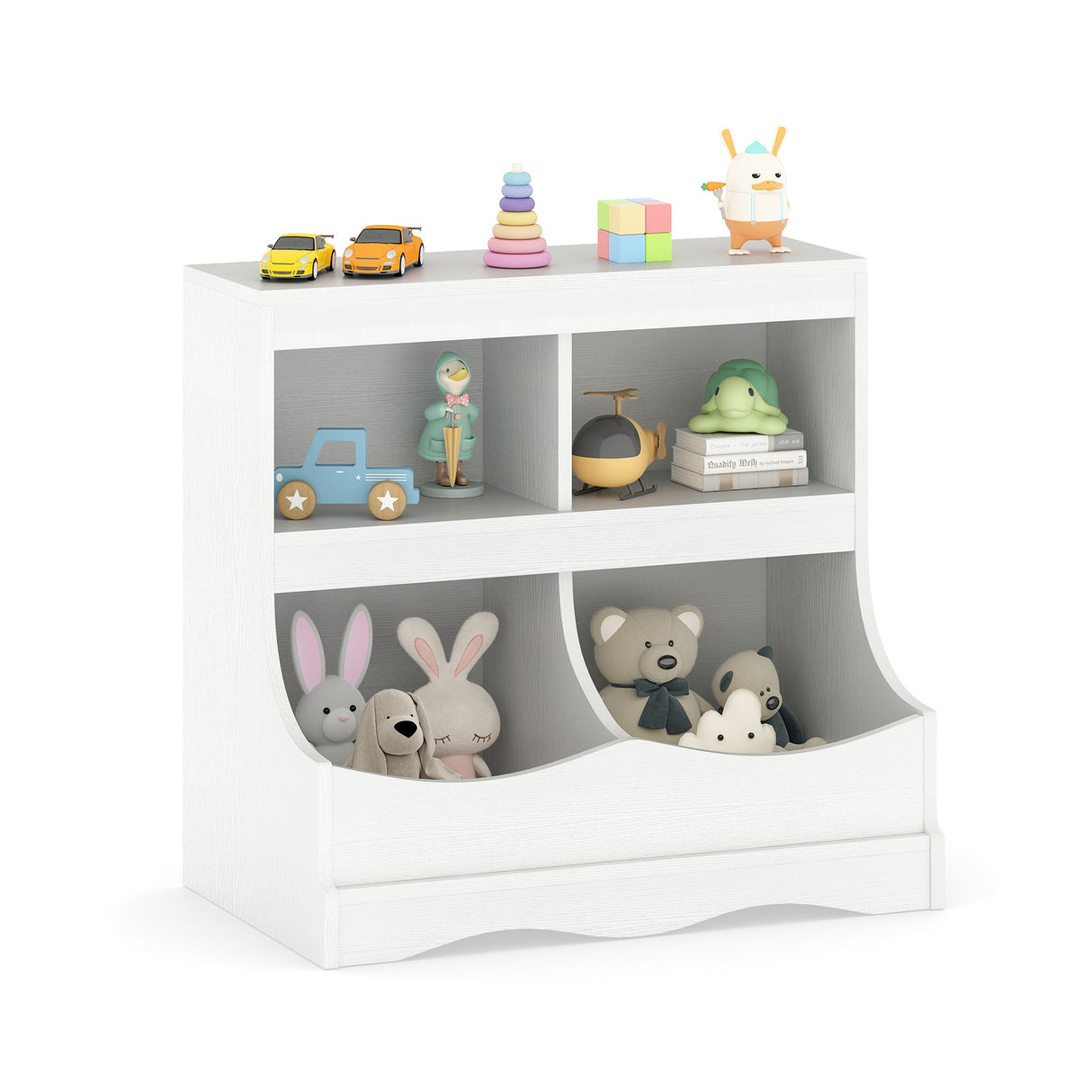 Organizador de almacenamiento de juguetes Estantería infantil de 4 cubículos para juguetes y libros