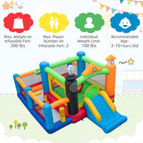 Castillo Hinchable para Niños con Temática de Tren, Tobogán y Canasta de Baloncesto con Soplador de Aire de 950W