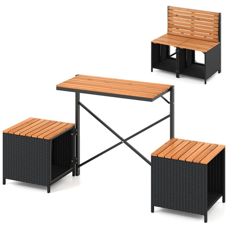 Juego de mesa y sillas de picnic 2 en 1 transformable con almacenamiento
