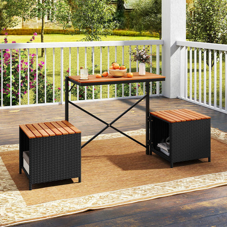 Juego de mesa y sillas de picnic 2 en 1 transformable con almacenamiento
