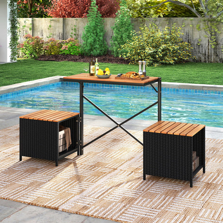 Juego de mesa y sillas de picnic 2 en 1 transformable con almacenamiento