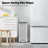 12 Gal Stainless Steel Trash Can with Soft-Closing Wing Lids-Silver