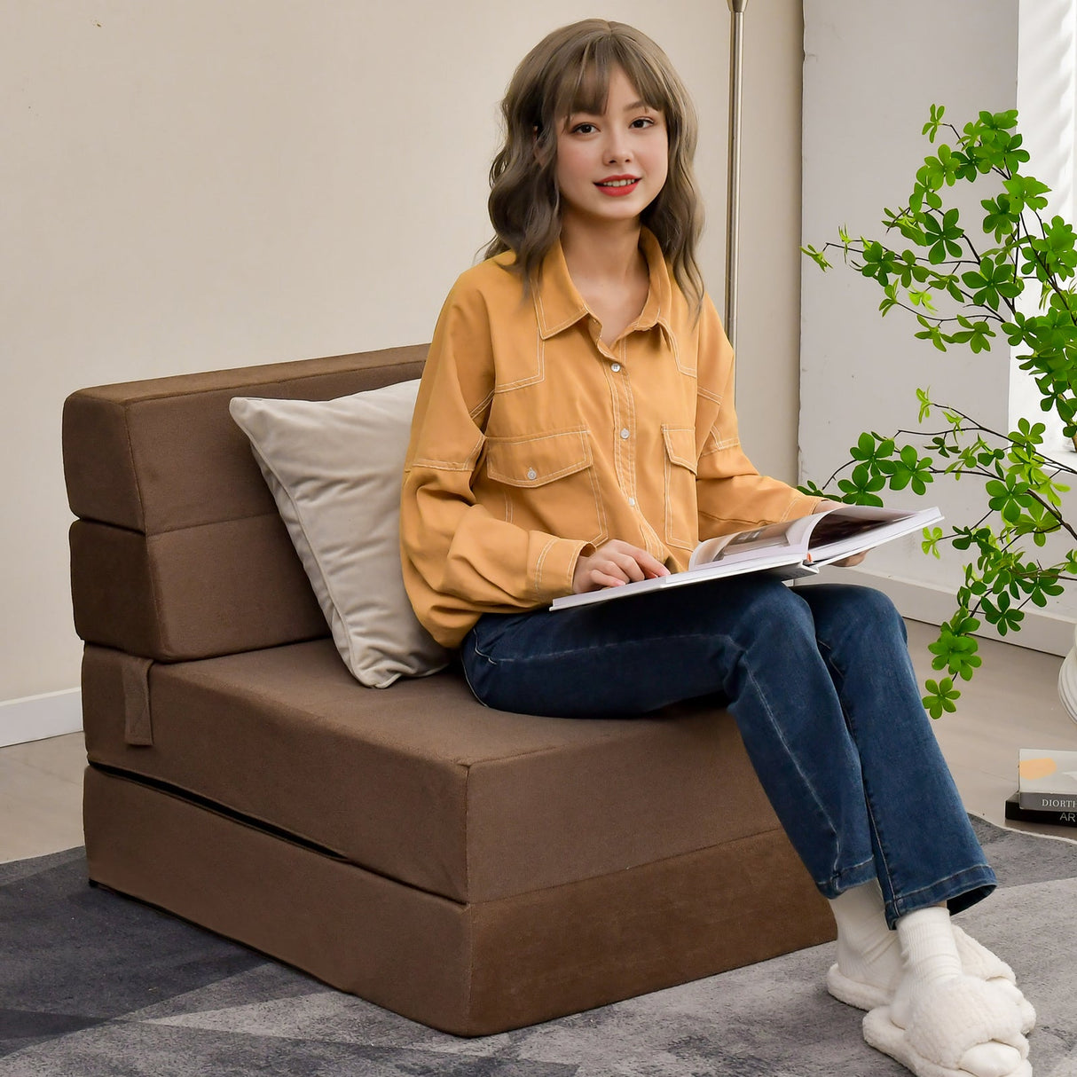Sillón Cama Plegable Convertible de Tres Pliegues