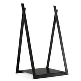 Estante de leña triangular con base elevada para chimenea y brasero - Negro