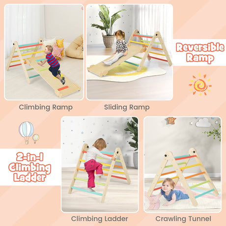 Juego de escalada 3 en 1, plegable y ajustable, con triángulo para niños