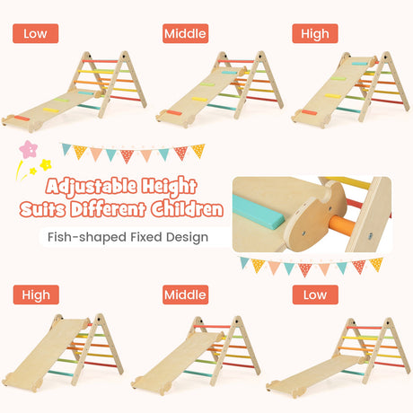 Juego de escalada 3 en 1, plegable y ajustable, con triángulo para niños