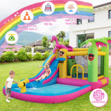 Castillo Hinchable con Tobogán Acuático Largo y Ventilador de 735W