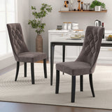 Juego de 2 sillas de comedor tapizadas con respaldo alto y asiento acolchado - Gris