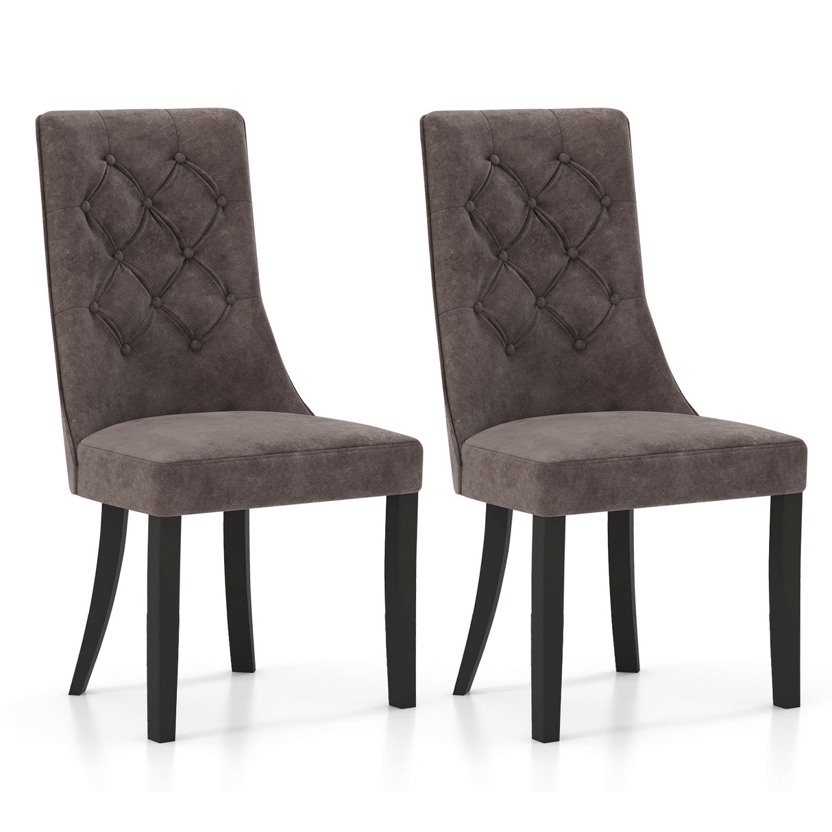 Juego de 2 sillas de comedor tapizadas con respaldo alto y asiento acolchado - Gris