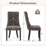 Juego de 2 sillas de comedor tapizadas con respaldo alto y asiento acolchado - Gris