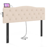 Cabecero tapizado capitoné para cama Queen y Full con 2 tomas de corriente alterna
