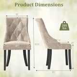Tufted Wingback Upholstered Dining Chairs Set of 2-Light Brown