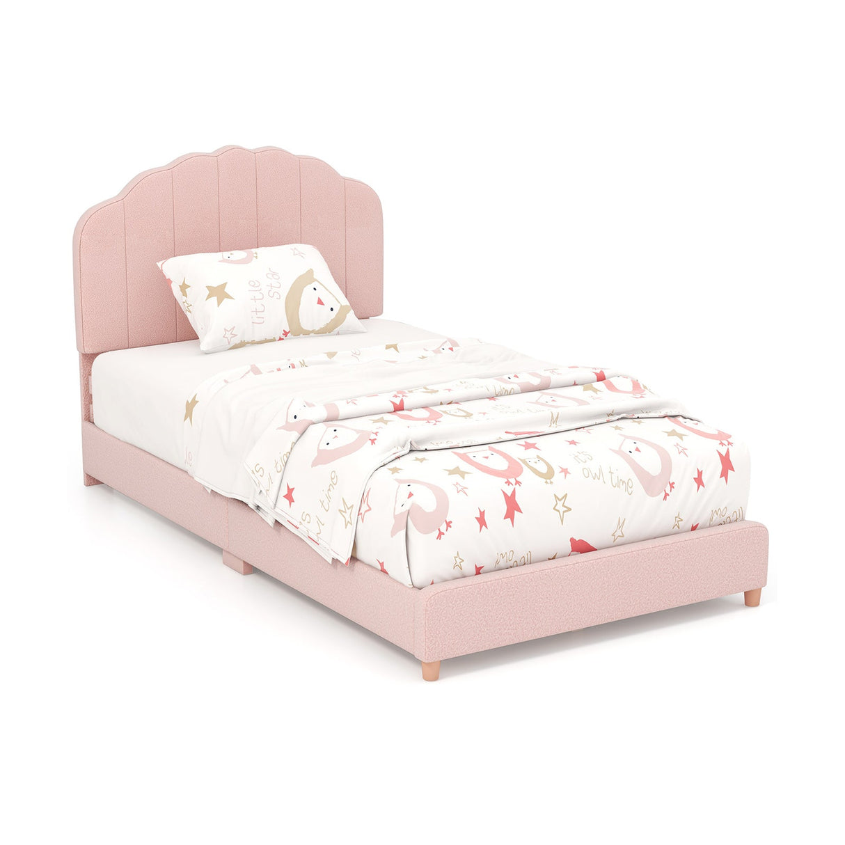 Estructura de Cama Individual con Cabecero Ajustable en Altura y Resistentes Láminas de Madera