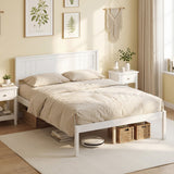 Base de Cama de Madera Robusta con Cabecero y Soporte de Lamas, Tamaños Individual/Matrimonial/Queen