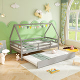 Cama doble con nido y barandilla