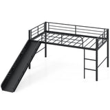Litera doble de metal con tobogán, barandillas de seguridad y escalera integrada