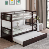 Litera doble sobre doble con cama nido extraíble y escalera