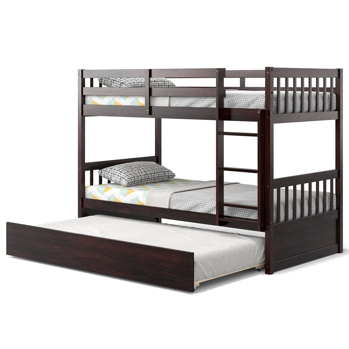 Litera doble sobre doble con cama nido extraíble y escalera