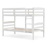 Litera doble de madera maciza con barandales altos y escalera integrada