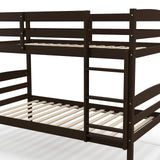 Litera doble de madera maciza con barandales altos y escalera integrada
