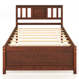 Wooden Platform Bed with Headboard and Slat Support-Queen Size