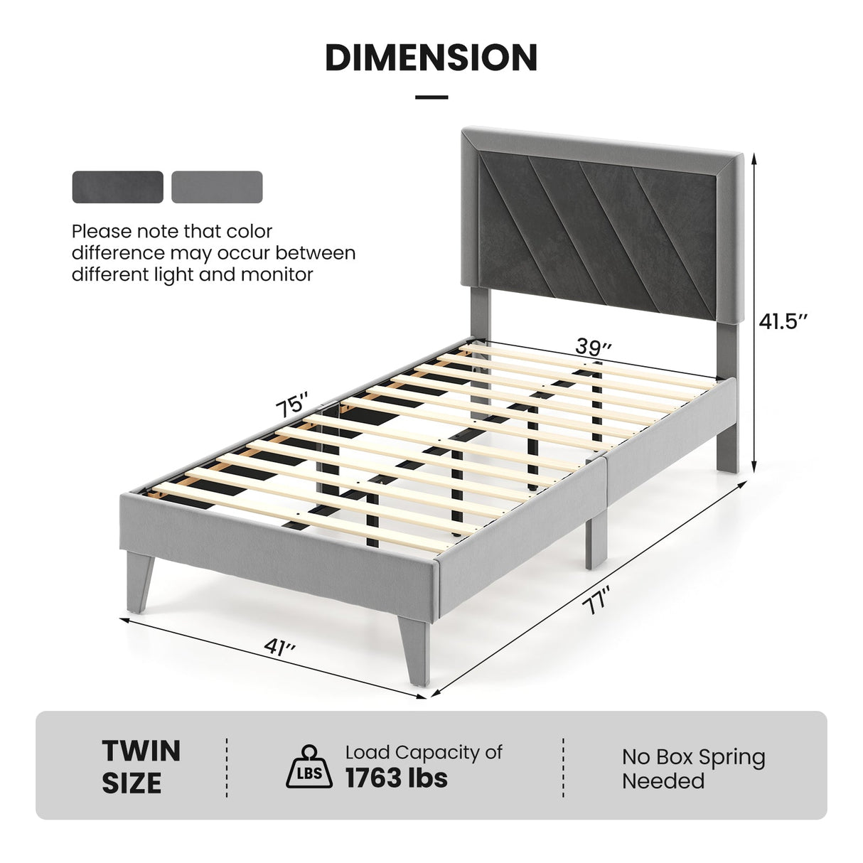 Cama tipo plataforma doble/matrimonial/Queen con cabecero alto y listones de madera