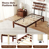 Base de cama de tamaño matrimonial de 15.5 pulgadas de madera maciza con cabecero retro