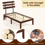 Base de cama de tamaño matrimonial de 15.5 pulgadas de madera maciza con cabecero retro