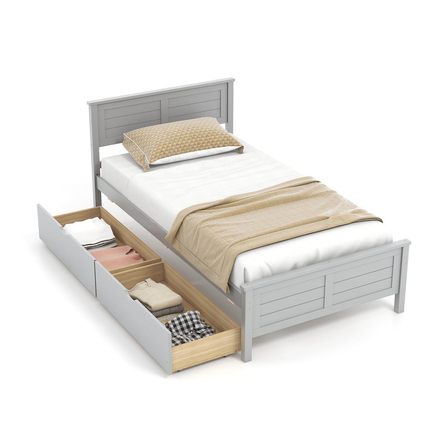 Estructura de cama individual con cajones de almacenamiento