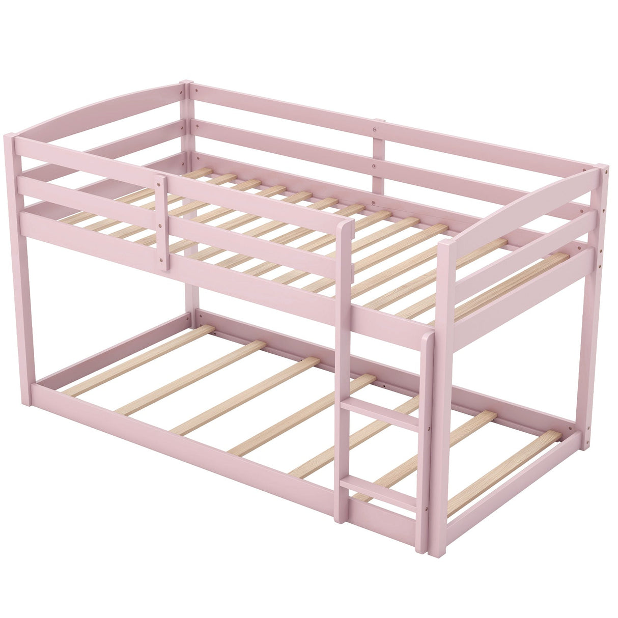 Litera individual con barandillas altas y escalera integrada - Rosa