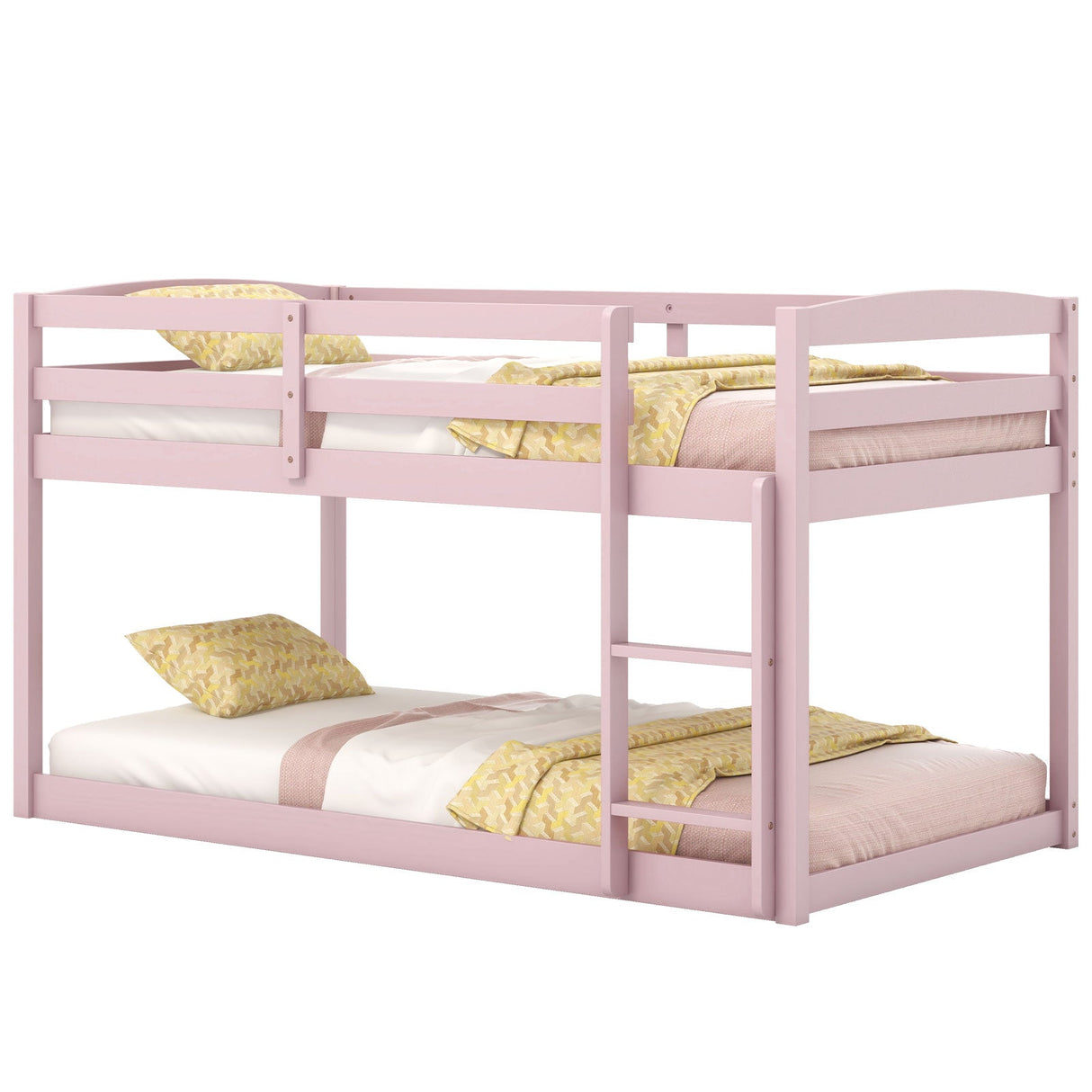 Litera individual con barandillas altas y escalera integrada - Rosa