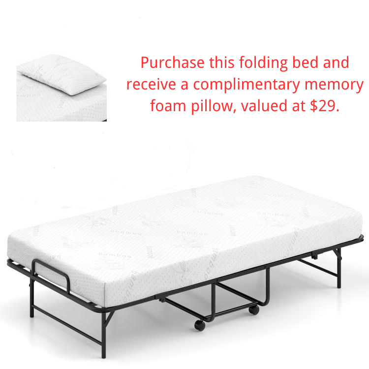¡Almohada de $29 gratis con la compra de una cama! Cama plegable tamaño twin con colchón de 5 pulgadas