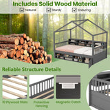 Twin Size House Bed with Roof with 14 Storage Cubes and Enclosed Cabinet